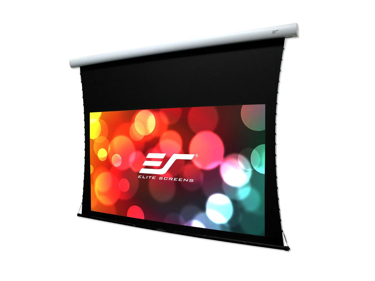 Elite Screens CineTension B Series, 135 Diag 16:9, TabTensioned Electric Drop Down Front Projector Screen - TE135HW2B-E24