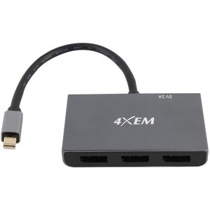 4XEM 3-Port Mini DisplayPort to DisplayPort 8K Dual 4K Multi-Monitor Hub - 2.48 ft DP/Mini Display Port A/V Cable for Monitor, Gaming PC, Home Theater System, Display Screen, Audio/Video Device - First End: 1 x Mini - 4XMST06