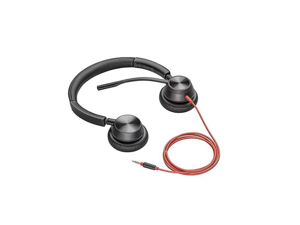 HP Poly Blackwire C3225 Headset - Stereo - Mini-phone (3.5mm) - Wired - 32 Ohm - 20 Hz - 20 kHz - On-ear, Over-the-head - Binaural - Supra-aural - 7.45 ft Cable - Noise Cancelling Microphone - Black - 7S4M7AA