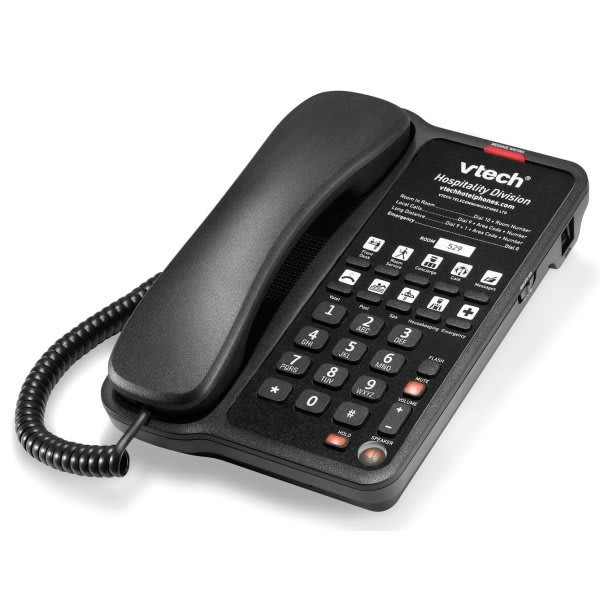 VTech Standard Phone - Wall Mountable, Desktop - Matte Black - A1210-A