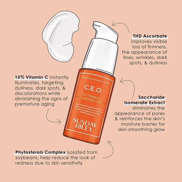 Sunday Riley CEO 15% Vitamin C Brightening Serum 1.7 oz Skincare 817494015065