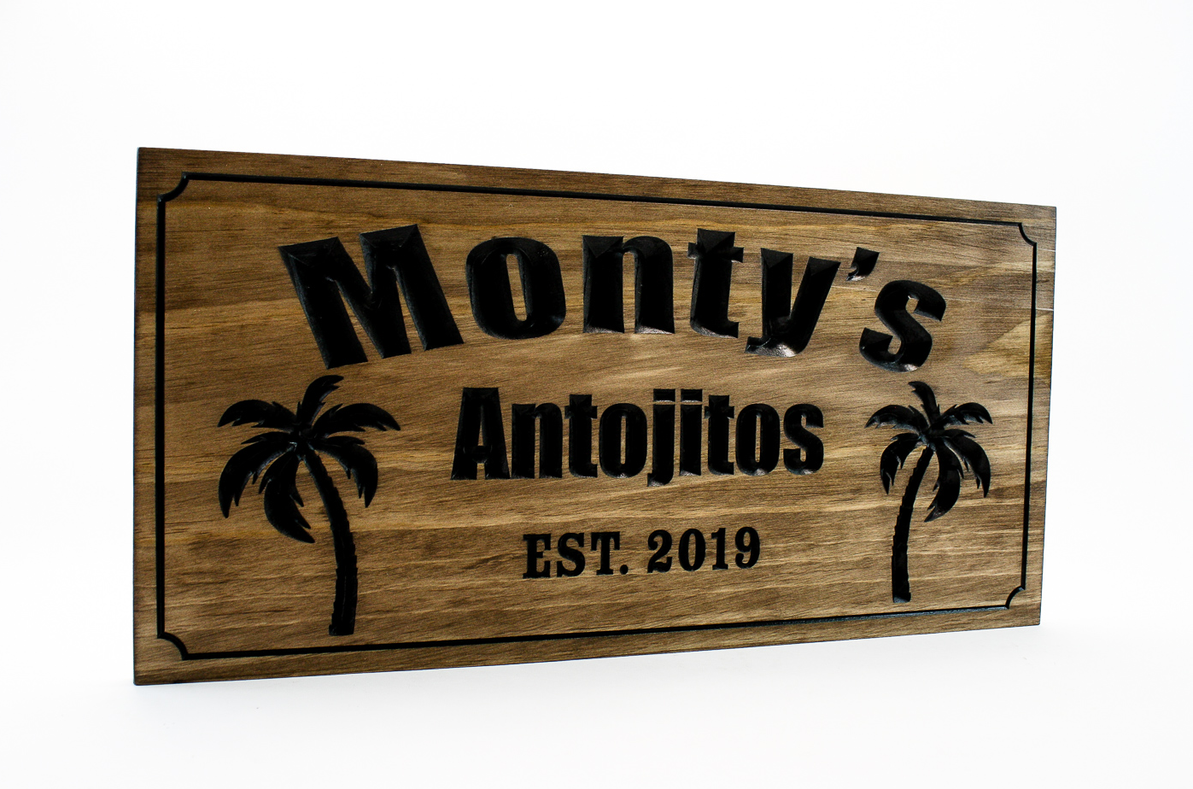 Beach House sign Palm tree sign Beach bar wooden Custom Wood Design