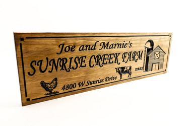 Farm-Ranch Sign with cow, chicken and a barn, farmhouse decor (CWD-695)