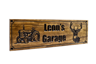 Farm-Ranch Sign with vintage tractor and deer head (CWD-629)