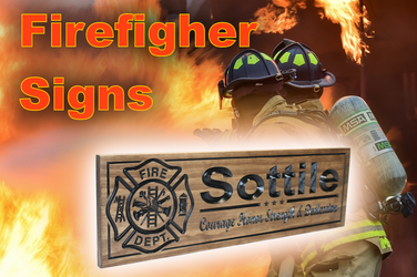 Firefighter memorial plaques, firefighter retirement gift, wooden custom firefighter sign