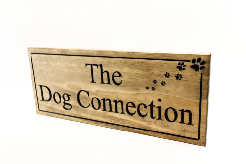 wooden dog  sign