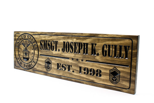 US Air Force Military plaque with rank insignia 