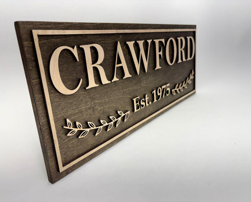 Lasered Family Name Sign - Wooden Welcome Sign - Porch Sign (L-15)