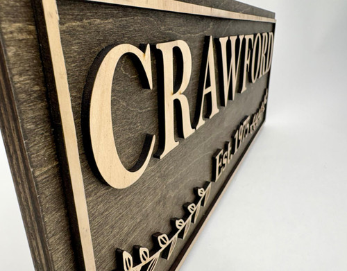 Lasered Family Name Sign - Wooden Welcome Sign - Porch Sign (L-15)