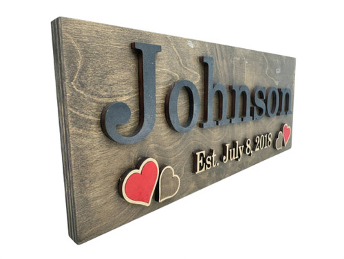 Lasered Family Name Sign - Wooden Welcome Sign - Anniversary Sign (L-30)