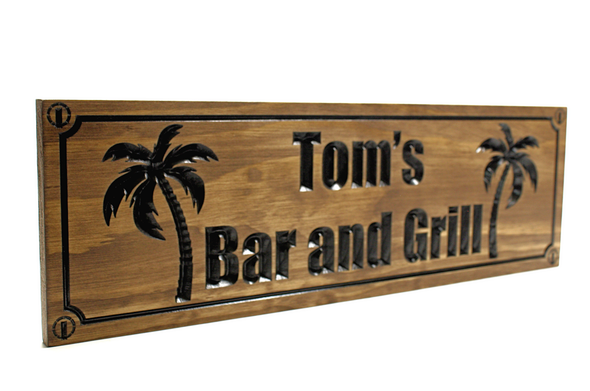 Palm tree bar and grill sign