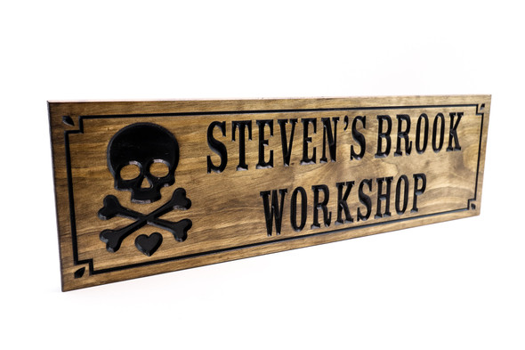 Skull and crossbones workshop sign, wooden garage sign, man cave sign Skull and crossbones workshop sign, wooden garage sign, man cave sign
