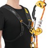 Petzl shoulder straps in use to tend a chicane and zigzag for SRS climbing