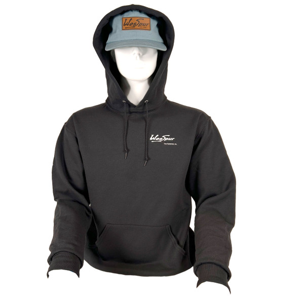 WesSpur Tree Equipment Sweatshirt showing hood