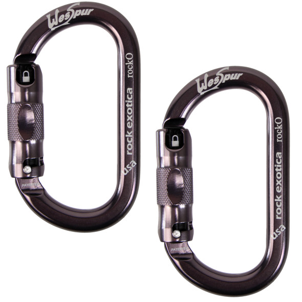 Two pack of oval carabiners for tree climbing