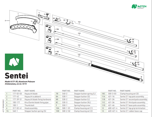 Notch Sentei Pole Saw Replacement Parts