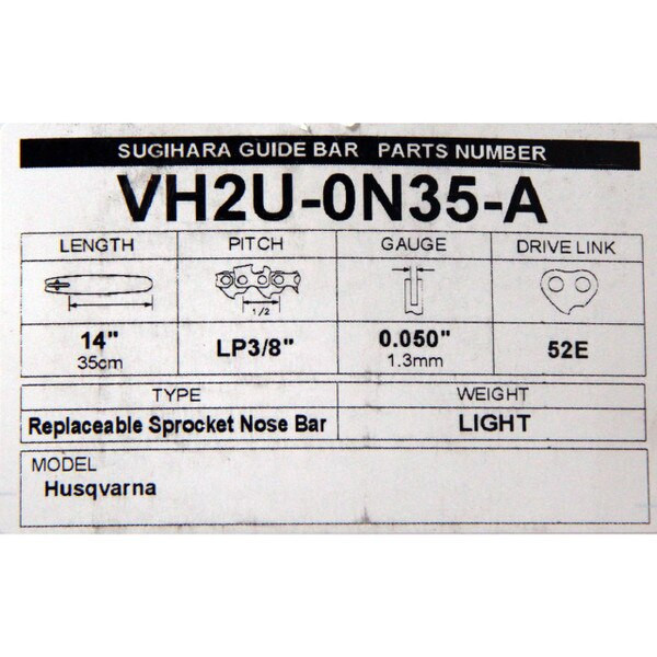 Sugihara Guide Bar - 14", 3/8" Low Profile Pitch,  .050" Gauge - Husky SM for sale at WesSpur.com