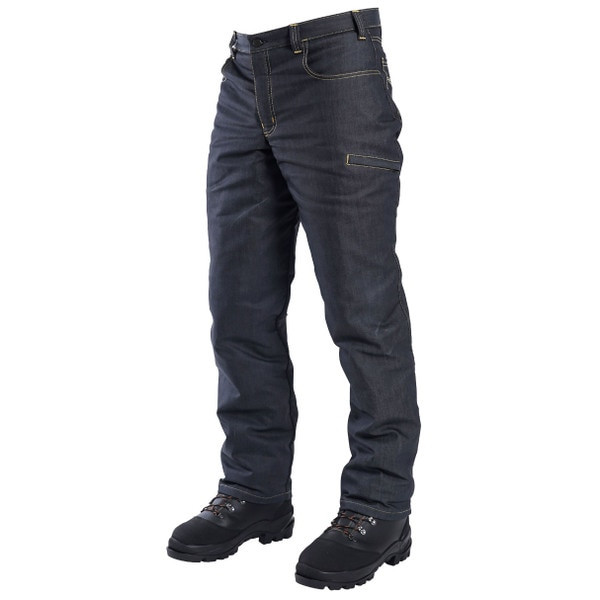 side view of clogger denim pants