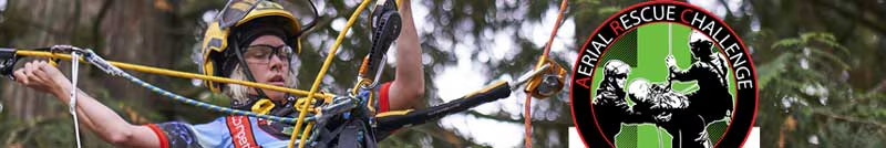 picture of arborist competing at aerial rescue challenge