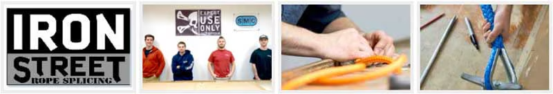 Pictures of professional rope splicers at iron street rope splicing