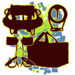 a stylized image of common tree climbing gear used by arborists
