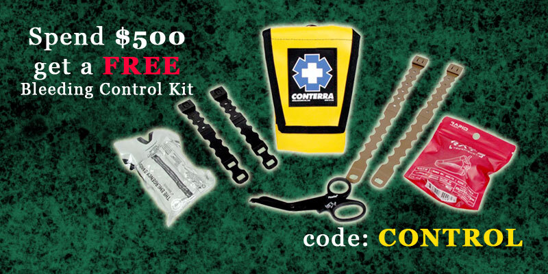 Get a free arborist bleeding control kit in $500 order. Code: CONTROL Picture of an arborist bleeding control kit