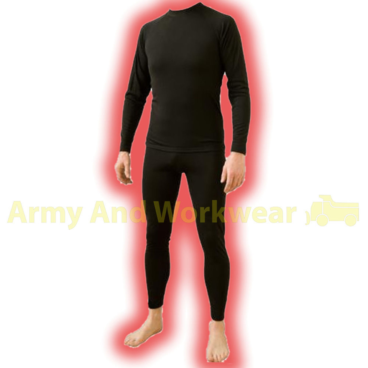 Adults Thermal Full Sleeve Top & Long Johns Set Black