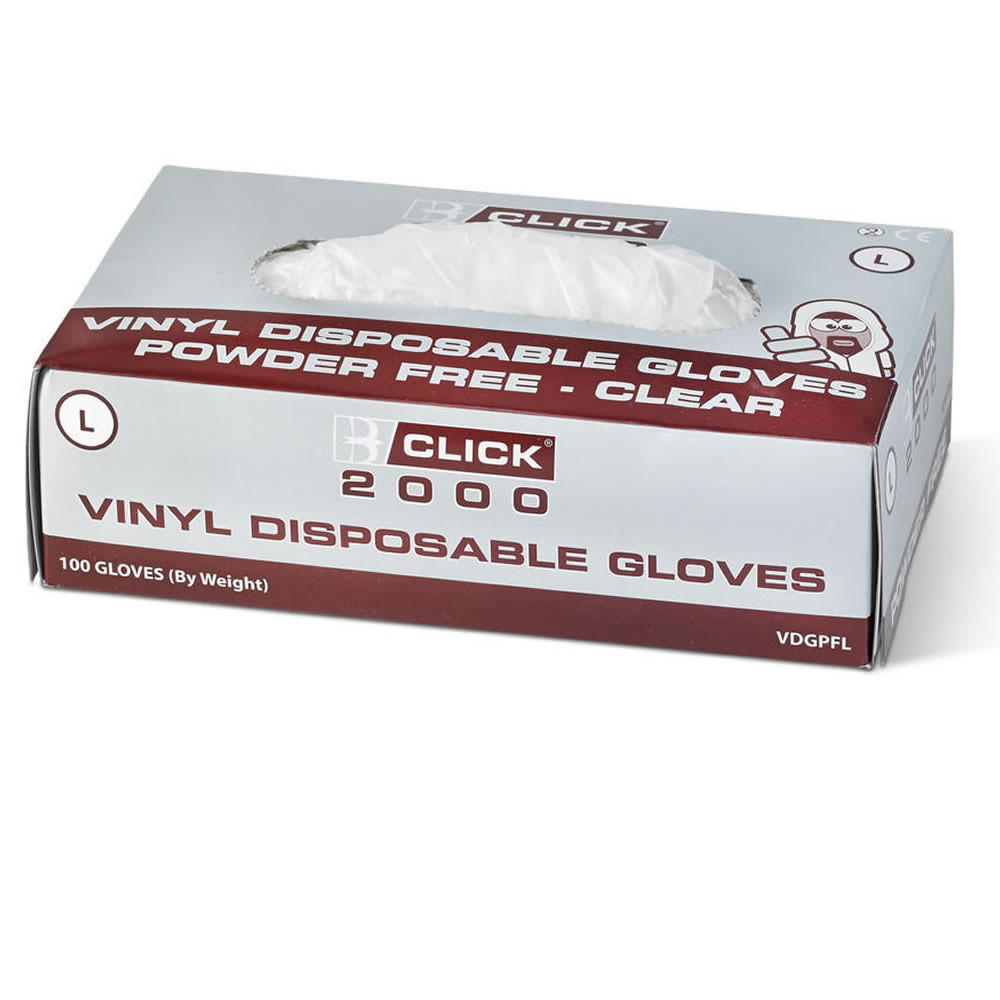 1000 x Pairs of Click 2000 Vinyl Disposable Examination Gloves Powder