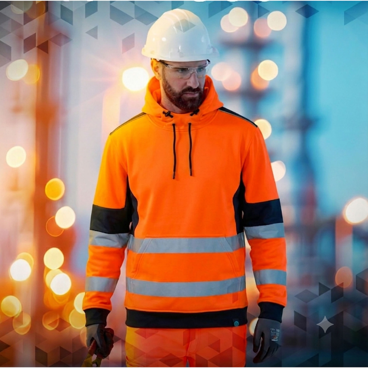 トップス hiwaso Supertouch System Hi-Vis Eco Hoodie Orange SYS702