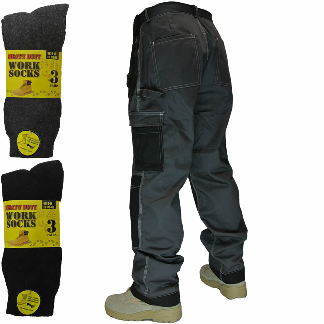 AA Workwear Polyester Trousers  Black  Absoluteapparelcouk