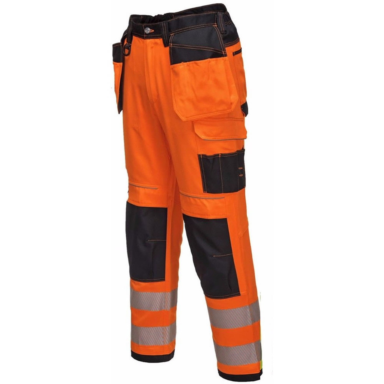 Leo Workwear Bideford CT01-Orange -Navy Hi Vis Work Trousers Class 1  SnickersDir | eBay