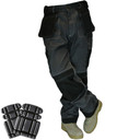 Men's Multi Pocket Work Trousers & FREE KNEE PADS Grey