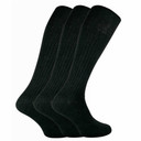 3 Pack Fresh Feel Mens Cotton Long Rib Socks UK 6-11 Black