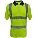 Hi Viz Collared Polo Shirt Yellow and Navy Collar