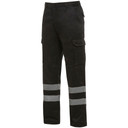 Hi Viz High Vis Safety Cargo Work Trouser Mens Combat Pocket Pants Part Elastic