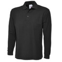 Uneek  Mens Black Longsleeve Polo UC113 @ Army And Workwear  