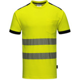Portwest PW3 Hi-Vis T-Shirt Short Sleeve Yellow/Navy