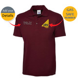 Gas Safe Embroidered Personalised Polo Shirt With Company Name/Text