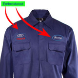 Personalised Embroidered Ford Outline Boilersuit Gas Petrol Station NAVY