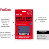 ProDec 10 pk Assorted Grits Wet and Dry Half Size ProDec 10 pk Assorted Grits Wet and Dry Half Size