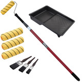 ProDec Vortex 9" x 1.75" 10pc Medium Pile Tiger Roller, Frame, Brush Set With Extension Pole & Paint Tray