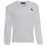 Bowling V Neck Knitted Jumper White