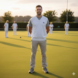 Bowling V Neck Knitted Sleeveless Jumper White