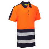 Supertouch Essentials Hi-Vis Eco Coolair 2 Tone Orange/Navy Polo Shirt SHV-303D1-9