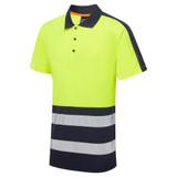 Supertouch Essentials Hi-Vis Eco Coolair 2 Tone Yellow/Navy Polo Shirt SHV-303C1-9