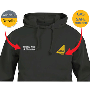 Gas Safe Embroidered Personalised Hoody With Company Name/Text