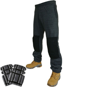 MENS CUFFED KNEE POCKET WORK JOGGING BOTTOMS CHARCOAL