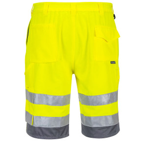 E043 PORTWEST HI-VIS POLY-COTTON SHORTS YELLOW/GREY