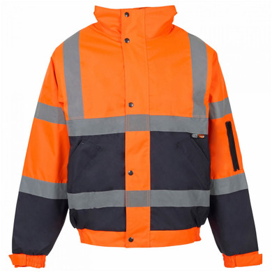 Two Tone Hi Viz Bomber Mens Reflective Waterproof Padded Warm Work Jacket Coat