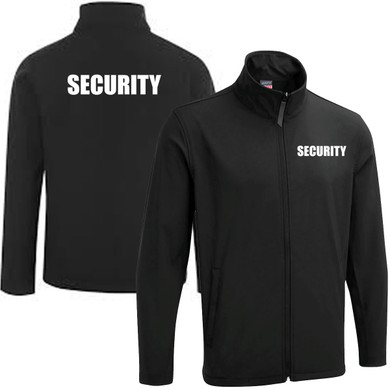 Security White Print Soft Shell Jacket Black
